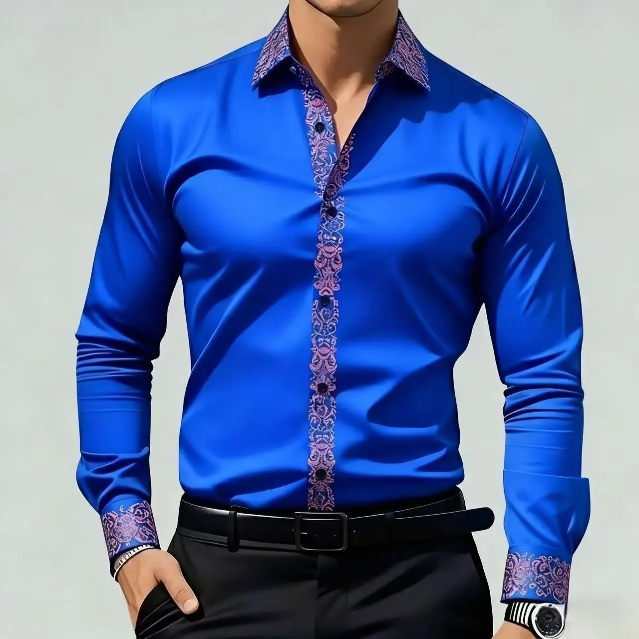 Men'S Formal Ethnic Wear - Men's Ethnic Style Printed Shirt, Long