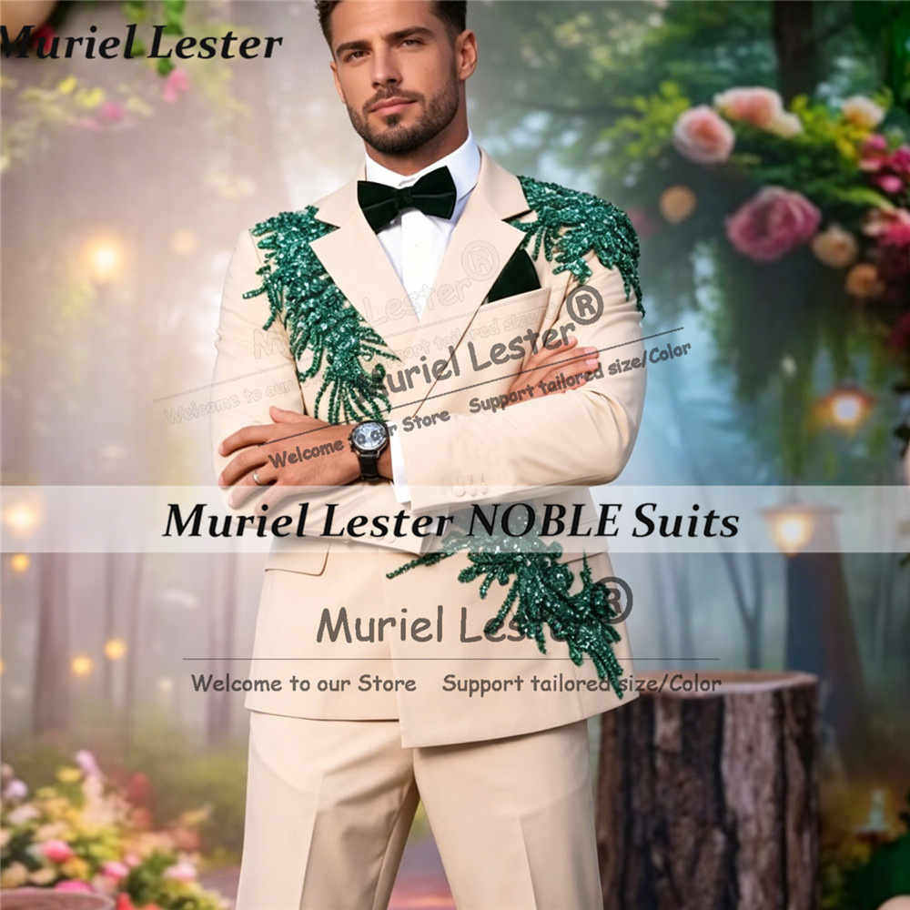 Unique Men'S Formal Wear - Customized Rhinestone Beaded Suit Men For