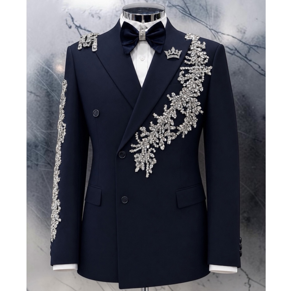 Unique Men'S Formal Wear - Unique Design Beaded Stones Suits Men