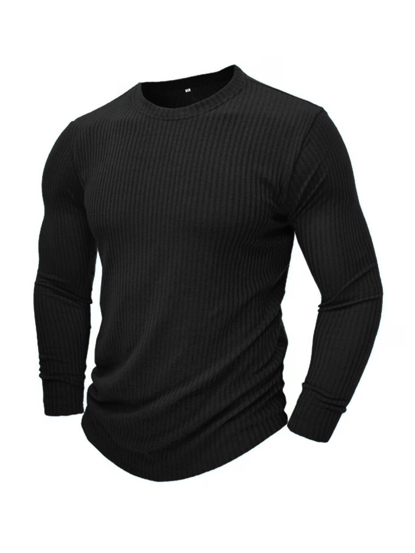 Men Formal Wear Top - Men's Round Neck Long Sleeve Knit