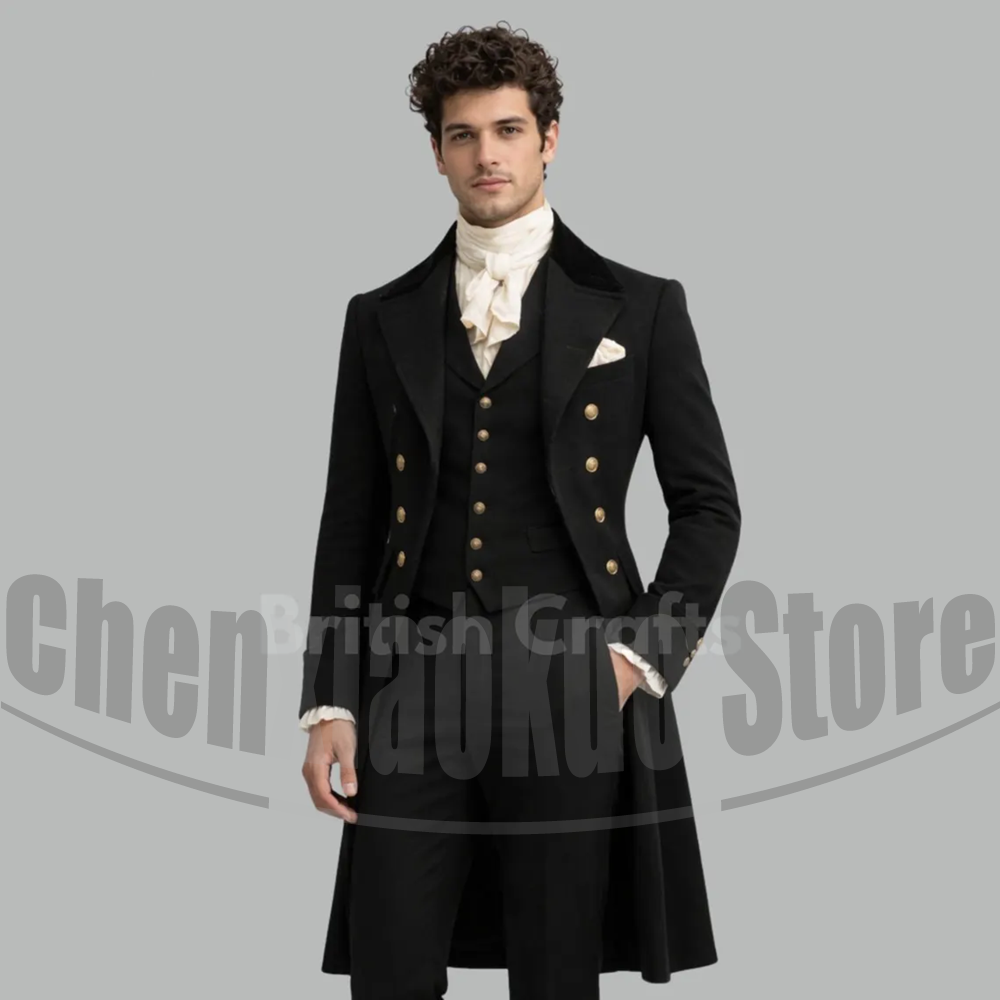 Victorian Men'S Formal Wear - Black Men Victorian Tailcoat 3 Piece