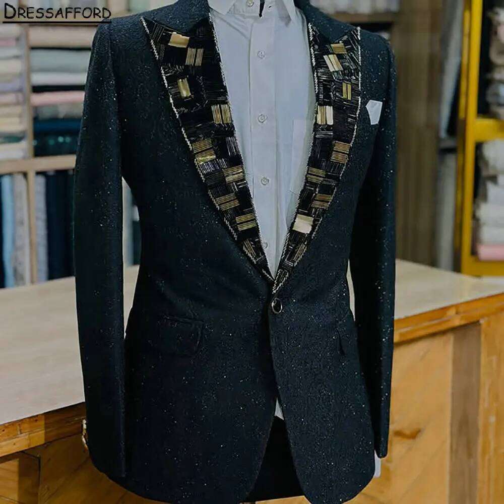 Men'S Formal Wear No Suit - Black Men Business Glitter Crystal Beading