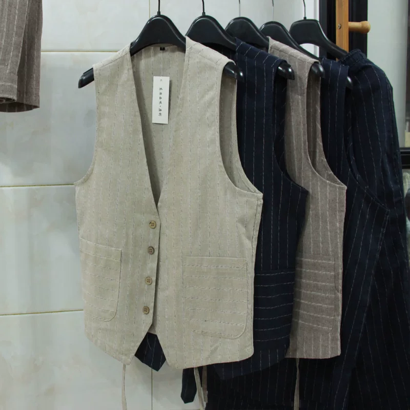British Casual Linen Vest for  - Men Formal Wear Vest ulasan dan harga
