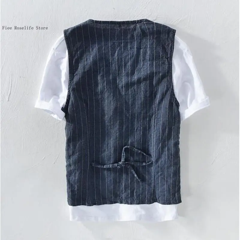 British Casual Linen Vest for  - Men Formal Wear Vest ulasan dan harga
