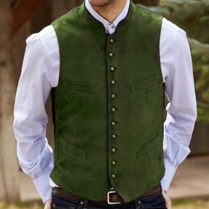 Men Vest Coffee Suede Velvet S - Men Formal Wear Vest ulasan dan harga