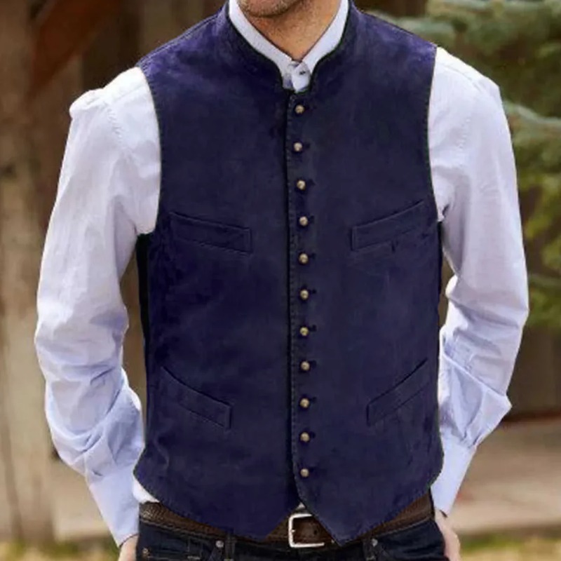 Men Vest Coffee Suede Velvet S - Men Formal Wear Vest ulasan dan harga