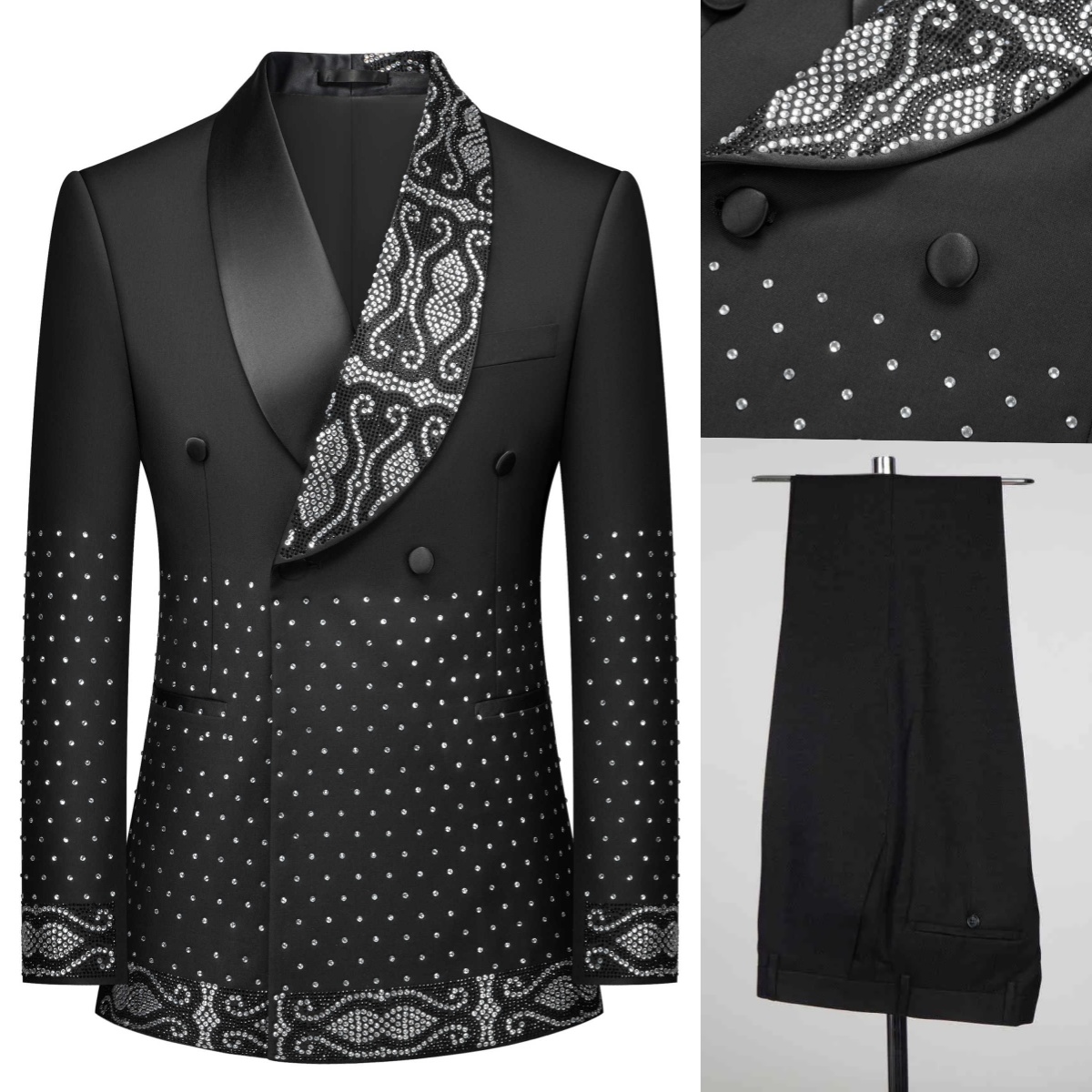 Real Picture Men Suit Crystal  - Men'S Formal Wear No Suit ulasan dan harga