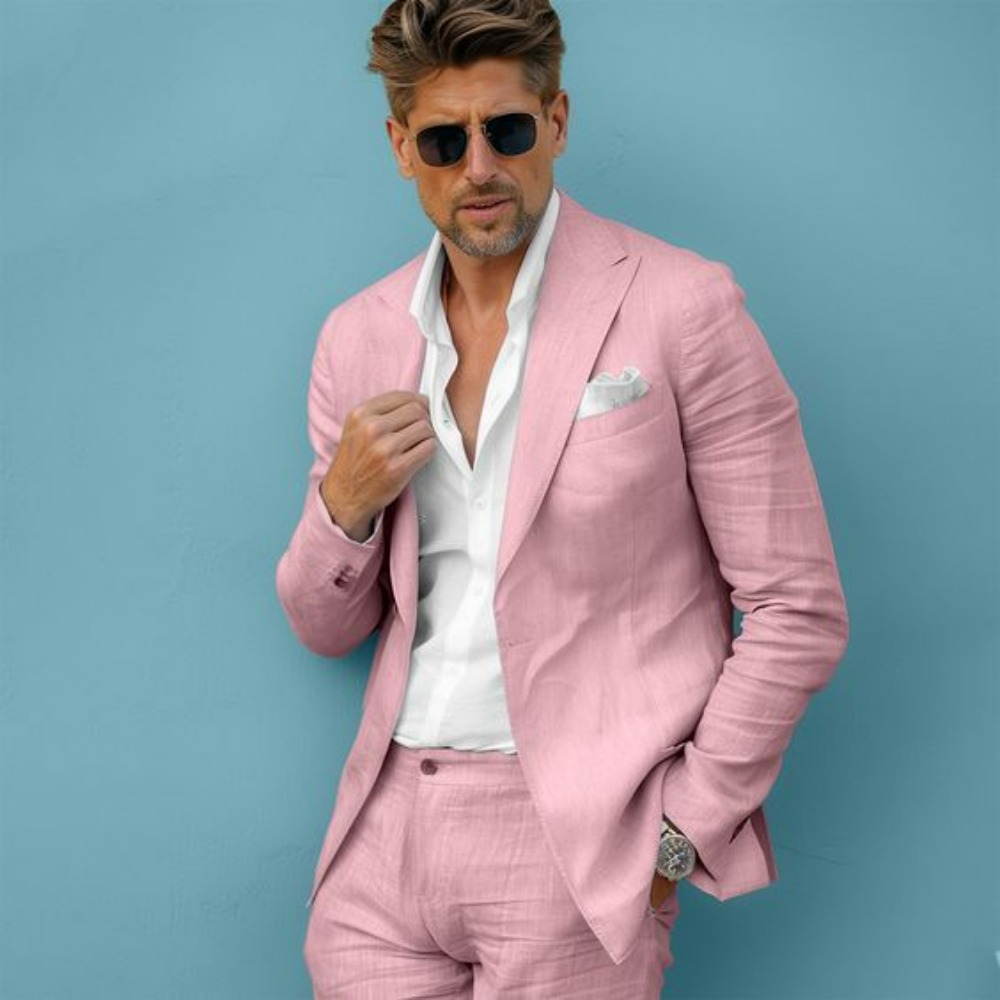 Linen Wedding Men Suits Slim F - Men'S Formal Wear No Suit ulasan dan harga