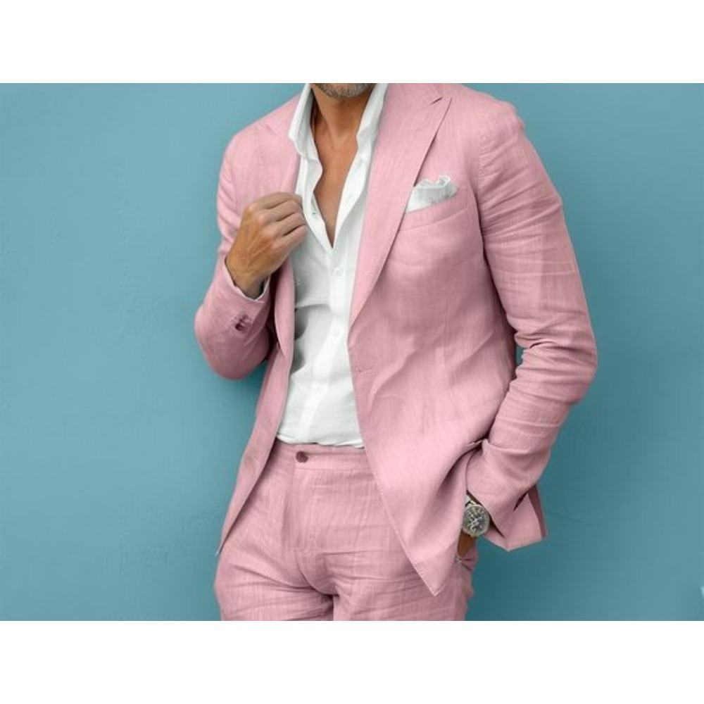 Linen Wedding Men Suits Slim F - Men'S Formal Wear No Suit ulasan dan harga