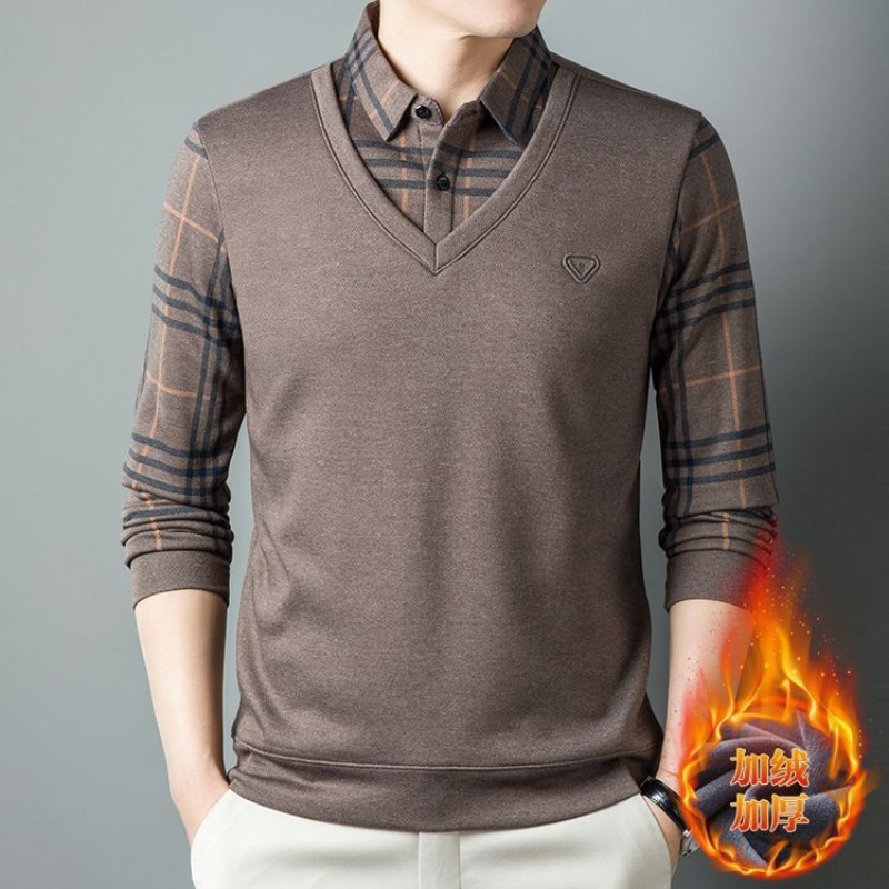 Men Fake Two Pieces Polo Shirt - Men'S Polo Formal Wear ulasan dan harga