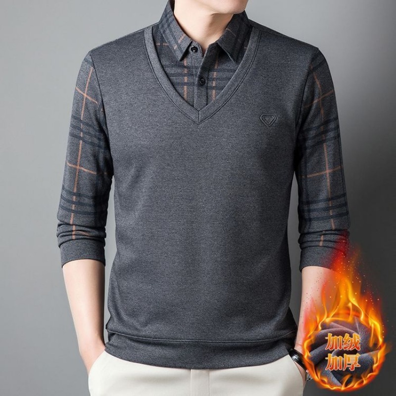 Men Fake Two Pieces Polo Shirt - Men'S Polo Formal Wear ulasan dan harga