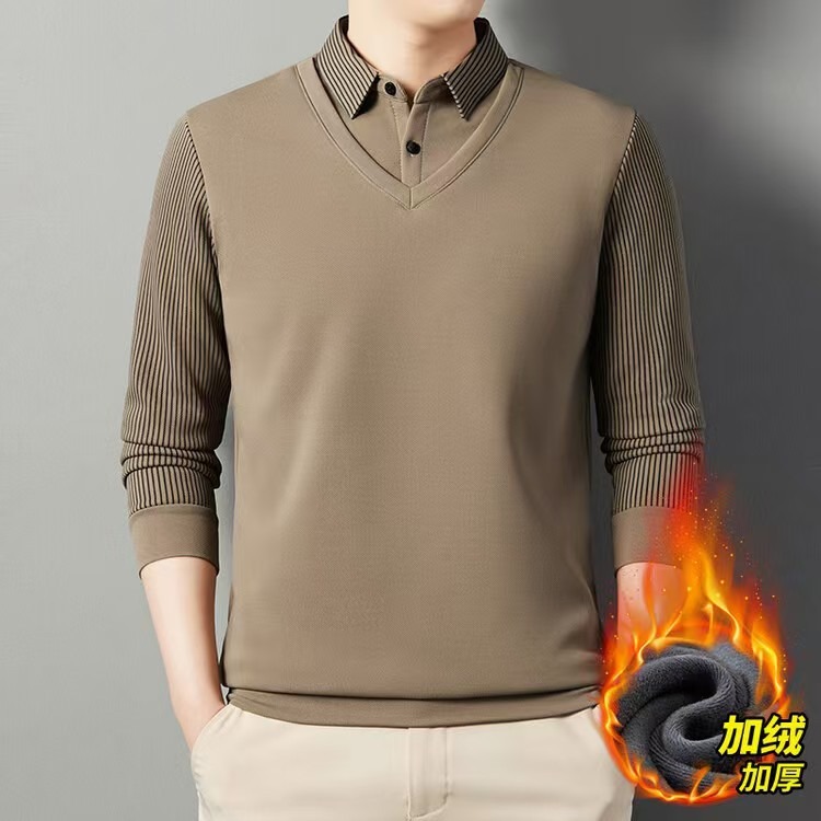 Men Fake Two Pieces Polo Shirt - Men'S Polo Formal Wear ulasan dan harga