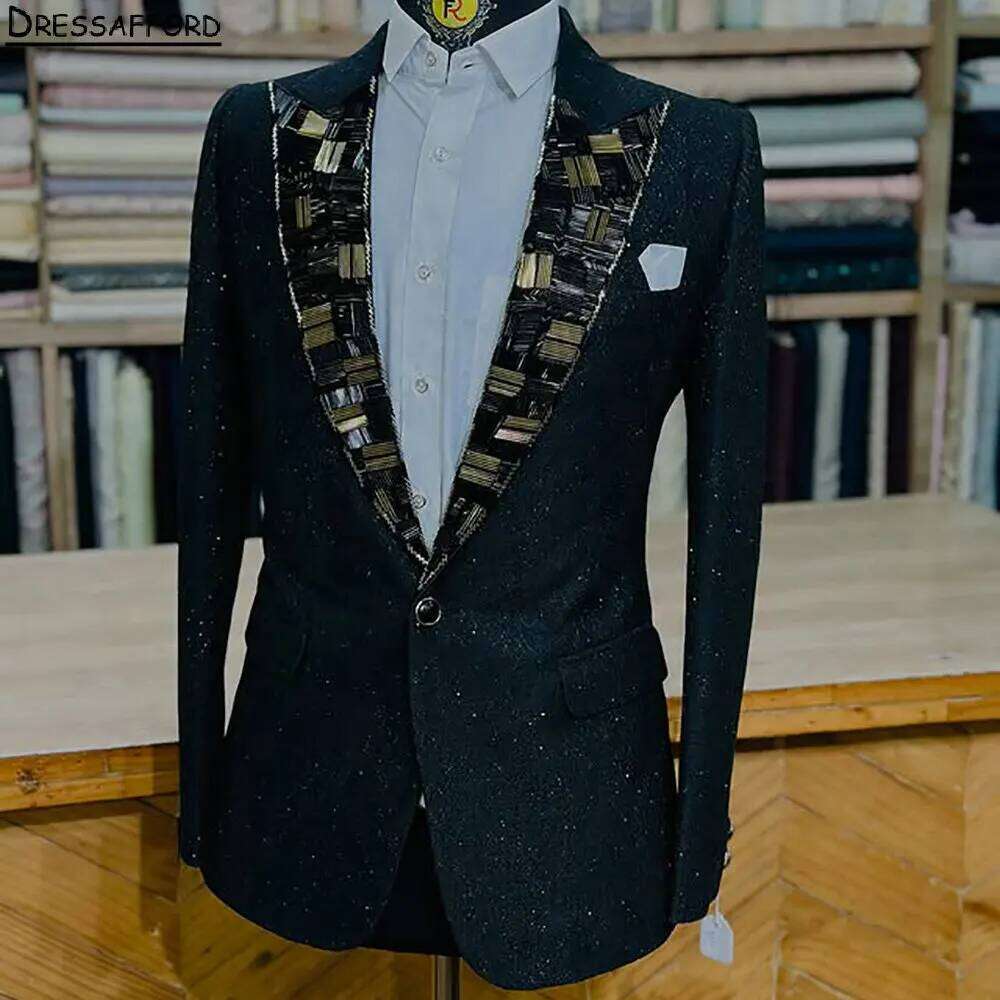 Black Men Business Glitter Cry - Men'S Formal Wear No Suit ulasan dan harga